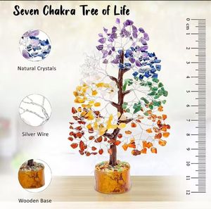 Arbre de Vie 7 Chakras Naturel Fait Main avec 300 Perles en Pierres Précieuses et Cristaux, Décoration en Fil Métallique, Cadeau de Guérison - Product Image 3