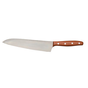 Couteau de chef artisanal haut de gamme, lame en acier Damas, fourreau en cuir, manche en bois, outil de cuisine polyvalent pour trancher - Product Image 6