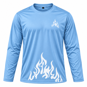 Chemise décontractée à manches longues avec imprimé flamme, séchage rapide, unisexe, t-shirts imprimés extensibles pour l'été - Product Image 6