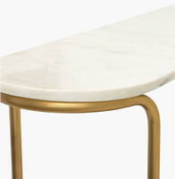 Table console à double étagère au design industriel moderne, en métal et marbre, avec revêtement en poudre, pour la maison, le bureau, le salon, la salle à manger