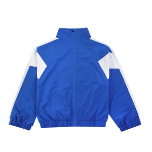 Veste de course coupe-vent bleue pour homme avec empiècements blancs et logo brodé, fermeture éclair frontale, style sportif, idéale pour le printemps - Product Image 5