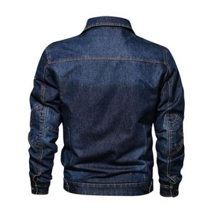 Veste en jean bleue personnalisée pour homme, boutonnée, à manches longues, style camionneur, coupe ajustée, décontractée, pour tous les jours - Product Image 2