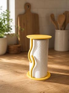 Wooden Paper Towel Holder Standing Round Minimalist <b>Kitchen</b> <b>Storage</b> <b>Rack</b> Durable Cleaning Supplies Organizer - Product Image 3