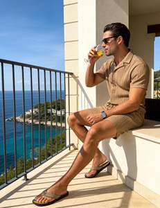 Conjunto de Camisa de Manga Corta con Estampado Isleño y Pantalones Cortos a Juego para Hombre, Estilo Casual, Colorido, para Vacaciones de Verano - Product Image 2