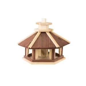 Comedero para Pájaros de Madera Tradicional, Estilo Pagoda, Casa para Pájaros de Madera para Jardín, Comedero Colgante para Pájaros, Comedero Ecológico de Madera Natural - Product Image 1