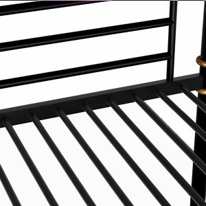 Letto a Castello in Metallo Industriale Separabile Twin XL su Twin XL con Sponde di Sicurezza, Struttura Nera per Ragazzi e Persone di Taglia King - Product Image 6