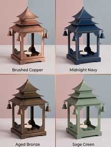 Black <b>Brass</b> Pagoda <b>Lantern</b> With Hanging Bells For Religious Activities Durable Metal Candle Holder - Product Image 4