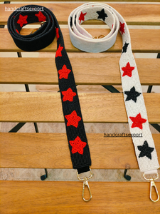 Correa con Diseño de Estrellas con Cuentas, Ecológica, Ligera, Negra, Roja y Blanca, Accesorio de Moda para Bolsos - Product Image 5