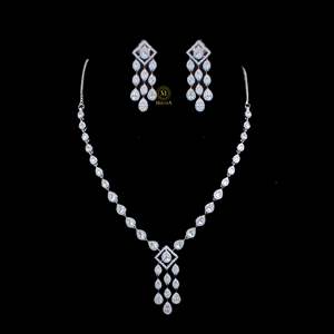Aria CZ Designer Gold-Plated Zircon Necklace and Earring Set for Bridal Wedding Festival - Product Image 3