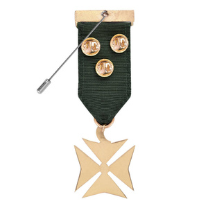 Medalla de Cruz de Malta Chapada en Oro para Oficiales de los Caballeros de Constantinopla, Insignia Masónica, Cinta Moderna de Estilo Antiguo - Product Image 2