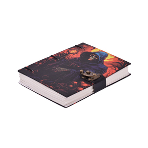 A5 Gothic Skull Design <b>Notebook</b> 200 Pages Cardboard Hard Cover Journal with Lock Closure Dark Horror Theme Custom Printed <b>Diary</b> - Product Image 3