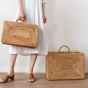 Maleta de ratán estilo retro, maletas tejidas a mano, precio más bajo, maletines de fibra natural - Product Image 5