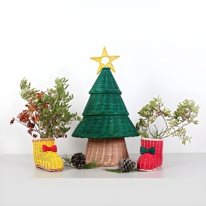 Christmas <b>tree</b> lamp best seller natural rattan <b>light</b> lamps outdoor indoor holiday decor accessories - Product Image 3