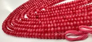 Perles de chalcédoine naturelle de framboise, rondelles lisses, 8 mm, vendues par brin de 8 pouces de long - Product Image 3