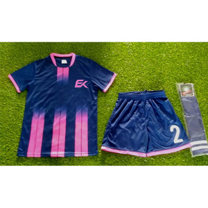 Conjunto de Camiseta de Fútbol Sublimada con Ribete Rosa Marino para Hombre, Manga Corta, Uniforme de Fútbol con Número 7, Absorbe la Humedad - Product Image 4