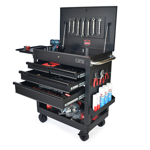 Matte Black Powder Coated Steel 4 Drawer Utility <b>Cart</b> Family keywords: for Garage Workshop Storage Use - Product Image 2