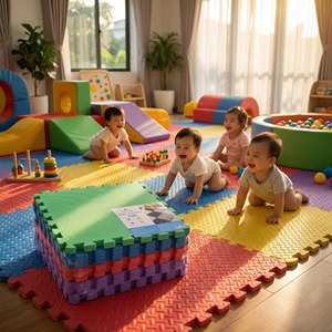 Tapis de sol de sécurité en mousse EVA 60x60cm x 10mm – Tapis de jeu souple emboîtable pour maternelle et aire de jeux pour enfants - Product Image 1