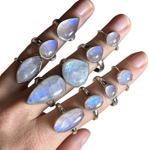 Wholesale Rainbow Moonstone <b>Ring</b> Silver Plated Gemstone Fashionable <b>Statement</b> <b>Ring</b> Trendy Party Wear - Product Image 1