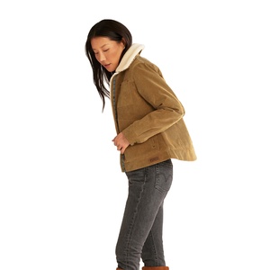 Women's Corduroy Trucker <b>Jacket</b> With Faux Fur Lining Button Closure Solid Color Autumn Wear Regular Fit Patch Pockets - Product Image 6