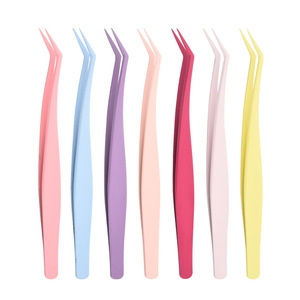 Pince à épiler professionnelle en acier inoxydable coloré, durable, à pointe lisse de 10 mm, anti-adhésive, pour extensions de cils DIY - Product Image 5