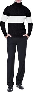 Pull à col roulé en tricot noir uni pour homme, manches longues, vêtements d'hiver - Product Image 2