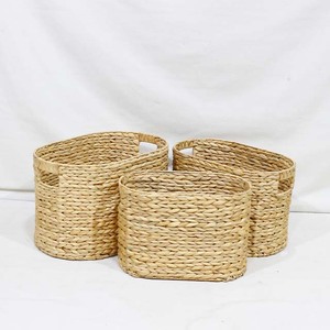 Eco-Friendly Water Hyacinth Rustic <b>Storage</b> <b>Basket</b> Nesting Organizer Bins Set of 3 <b>with</b> Built-in Handles for Home <b>Shelf</b> - Product Image 6