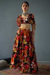 Floral Printed Cotton Traditional <b>Lehenga</b> Choli <b>Women</b> Indian Pakistani Clothing Fancy Two Piece Dress for Wedding Diwali Party - Product Image 1