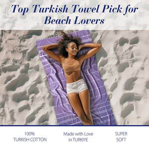 Serviettes de plage personnalisées en gros, écologiques, respirantes, avec logo imprimé, en coton turc, sans sable, de luxe, personnalisables - Product Image 5