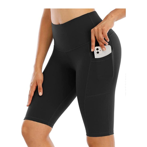 Shorts de yoga respirants à compression, taille haute, sans couture, en Spandex/Nylon, pour femmes, pour la gym et le fitness, séchage rapide 4 directions, plus OEM Nylon - Product Image 2