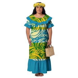 Vestidos Casuales Elegantes de Estilo Sirena para Mujer, Diseño Creativo con Volantes en el Cuello, Ropa de Playa, Vestido Aloha para Mujer, Estilo Polinesio Samoano - Product Image 2