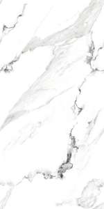 Azulejos de porcelana con efecto mármol blanco minimalista de 600x1200 mm con superficie brillante para pared interior de baño - Product Image 2