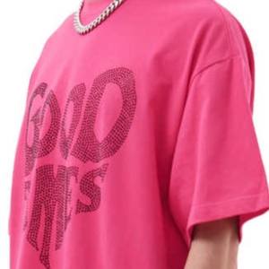 Camiseta Extra Grande Personalizada con Pedrería para Hombre, Camiseta de Algodón Estilo Urbano, Fabricante Mayorista OEM - Product Image 6