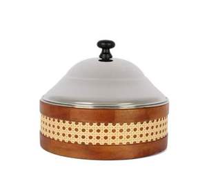 Nouveauté : Plat de service isotherme de luxe pour restaurant, en bois et métal, idéal pour les plats chauds - Product Image 1