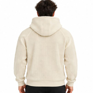 Vente en gros de sweats à capuche pour hommes en tricot gaufré, personnalisables, à manches longues, style streetwear décontracté, fabricant de vêtements - Product Image 3
