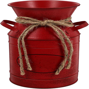 French Style Flower Vase Shabby Chic Milk Can Rustic Galvanized Flowers Bucket Metal Pitcher Jug Plant Container Planter Pots - Product Image 1