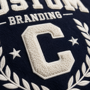 Custom Unisex Varsity Jacket Embroidered Polyester/Cotton Blend <b>Covered</b> <b>Button</b> Streetwear OEM Service - Product Image 4