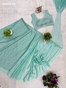 Sari de Seda Rangoli de Diseño Moderno y Excelente Calidad con Bordado y Lentejuelas, Conjunto de Sari y Blusa, Proveedor y Exportador Mundial - Product Image 4