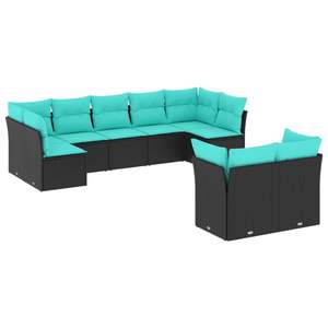 Conjunto de Sofá de Jardín de Ratán PE Negro con Patas Ajustables Grandes, Muebles de Exterior Cómodos y Elegantes - Product Image 2
