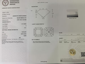 เพชรขาวทรง Asscher ขนาด 1.21 กะรัต ผลิตในห้องปฏิบัติการ รับรองโดย IGI ความสะอาดระดับ VVS เพชรหลวมสำหรับทำเครื่องประดับ เพชรขาว CVD ผลิตในห้องปฏิบัติการ - Product Image 4