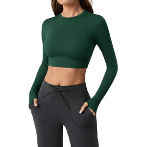 Wholesale Women Performance <b>Long</b> <b>Sleeve</b> Workout <b>Top</b> Quick Dry Fitness Running Yoga Gym Activewear Custom Logo Factory Supply - Product Image 4