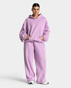 Sweat-shirt à capuche décontracté surdimensionné pour femme, en polaire premium, avec bordure contrastante Orchid, respectueux de l'environnement - Product Image 6