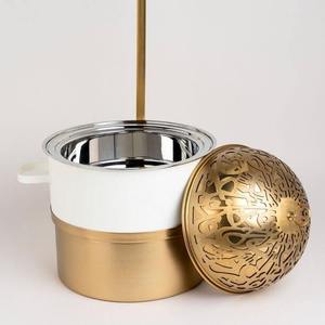 Wholesale Round Hanging Chafing Dish Arabic Calligraphy Cut Out Dome Lid Silver Stainless Steel Mosque Arch Base <b>Soup</b> Tureen Sin - Product Image 6