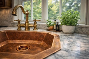 Lavabo de cobre premium: solución de lujo para baño, producto de interior de alta gama, lavabo de cobre artesanal, artículo decorativo. - Product Image 5