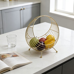 Wholesale Best Quality Decorative Metal Fruit <b>Basket</b> with Rust Resistant for Kitchen Counter Dining <b>Table</b> and Home Storage Use - Product Image 1