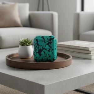 พลอยเทอร์ควอยซ์รูปทรงสี่เหลี่ยมผืนผ้าแบบอุ่น ราคาขายส่งจากอินเดีย มีจำหน่าย คริสตัลรูปทรงข้าวหลามตัดสำหรับบำบัดรักษา แกะสลักลายเพชร เหมาะสำหรับเป็นของขวัญสำหรับการทำสมาธิ - Product Image 5