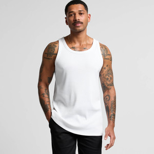 Premium Quality Men's <b>White</b> Polyester/Cotton Eco-Friendly Breathable <b>Tank</b> <b>Top</b> O-Neck Casual Solid Knitted Muscle Shirt Front - Product Image 1