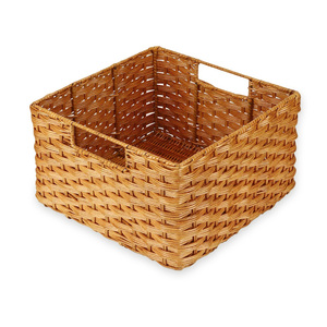 Set of nesting rattan storage <b>basket</b> books & clothes holder <b>baskets</b> with inset handles home organization - Product Image 3