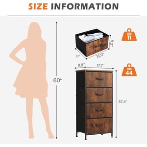 Cassettiera marrone con struttura in acciaio robusta e piano in legno, organizer portaoggetti in tessuto per riporre oggetti sotto il letto - Product Image 3