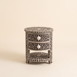 Handmade Modern Flower Design Bone Inlay Customized <b>Side</b> <b>Table</b> <b>Drawer</b>-Multi-Purpose Furniture for Home Commercial Use - Product Image 1