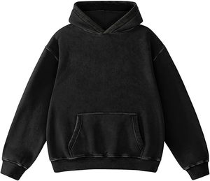 Acid Wash Hoodie for Women's Pullover Oversized Sweatshirts Heavyweight Fleece <b>Drop</b> Shoulder Cozy Loungewear hoodies - Product Image 4